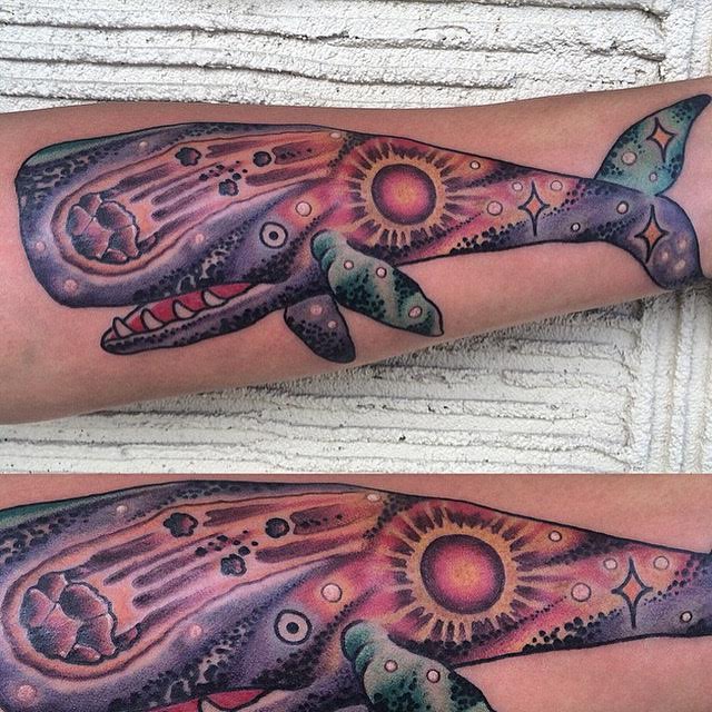 Unique Traditional Sperm Whale Tattoo On Forearm