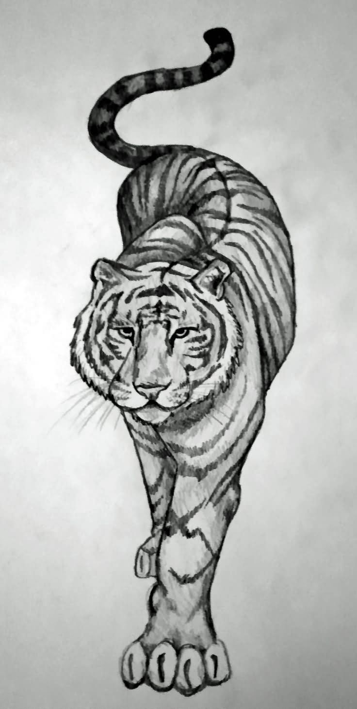 Walking Tiger Tattoo Design
