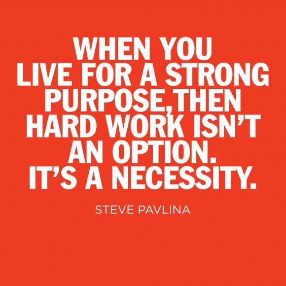 When you live for a strong purpose, then hard work isn't an option, it's a necessity. Steve Pavlina