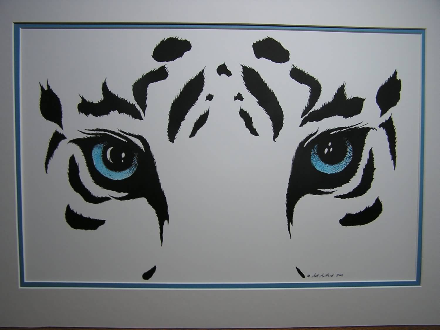 White Tiger Blue Eyes Tattoo Design