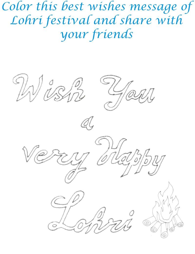 Wish You A Very Happy Lohri Coloring Page