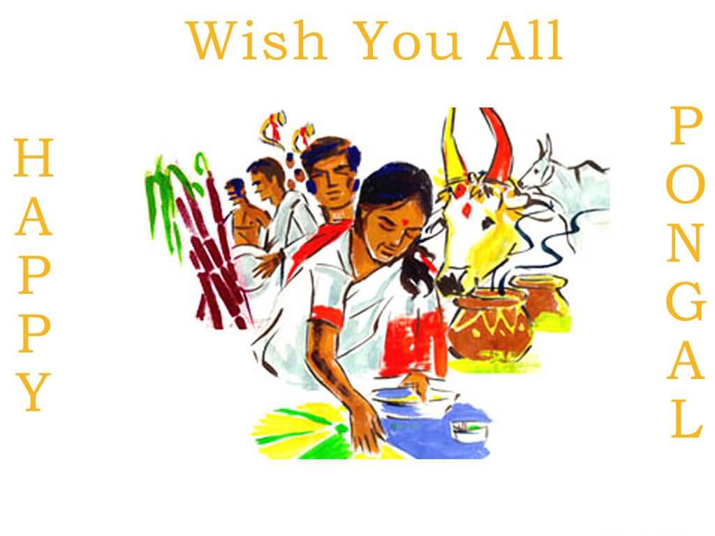 Wish You All Happy Pongal Cartoon Picture