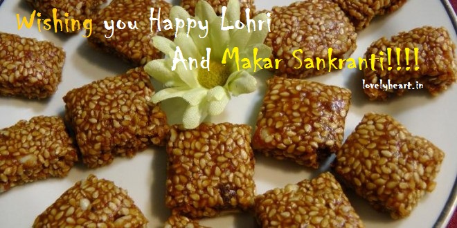 Wishing You Happy Lohri And Makar Sankranti Sweets In Background