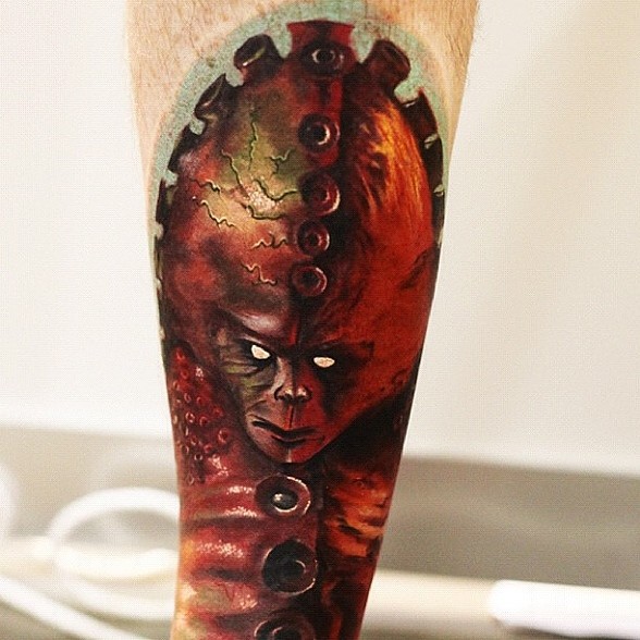 Wonderful Alien Tattoo Design For Sleeve By Mick Squires