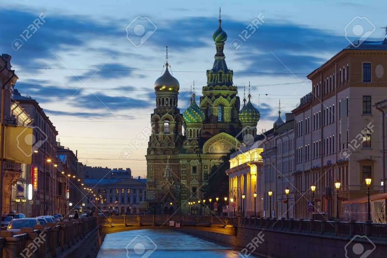Wonderful View Of The Church Of The Savior On Blood At Night