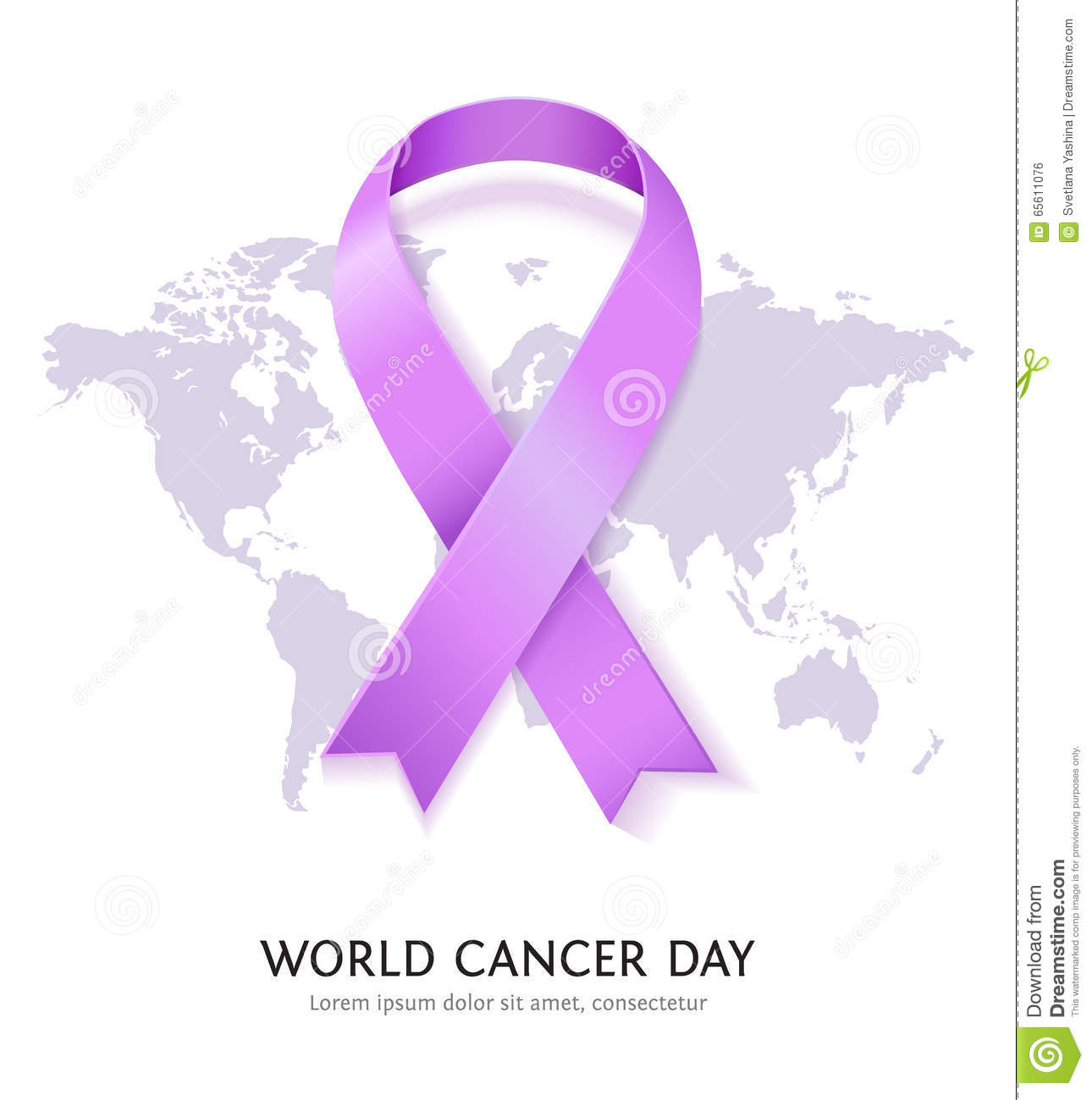 World Cancer Day 2017 Purple Ribbon Illustration