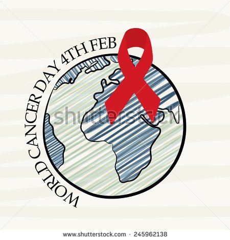 World Cancer Day 4th FebEarth And Red Ribbon Illustration