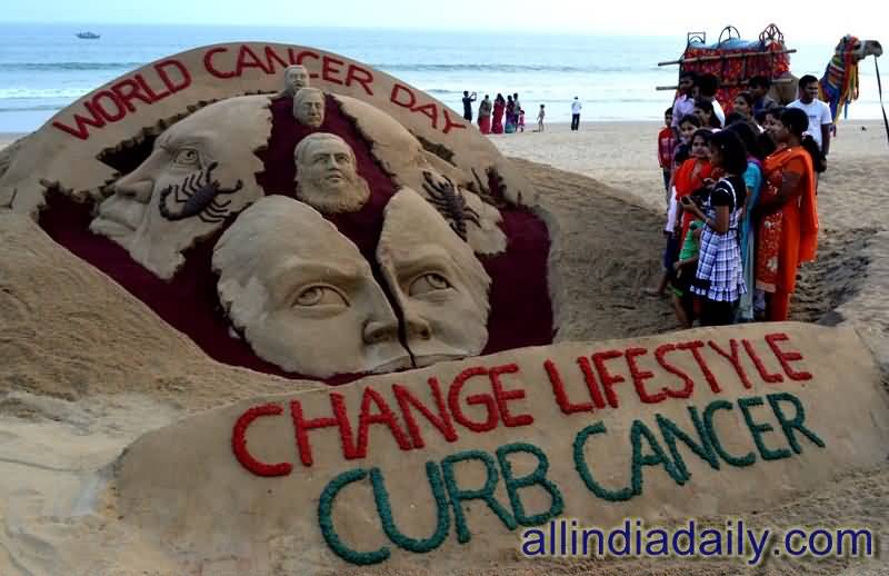 World Cancer Day Change Lifestyle Curb Cancer Sand Art