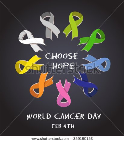 World Cancer Day Feb 4th Colorful Awareness Ribbons