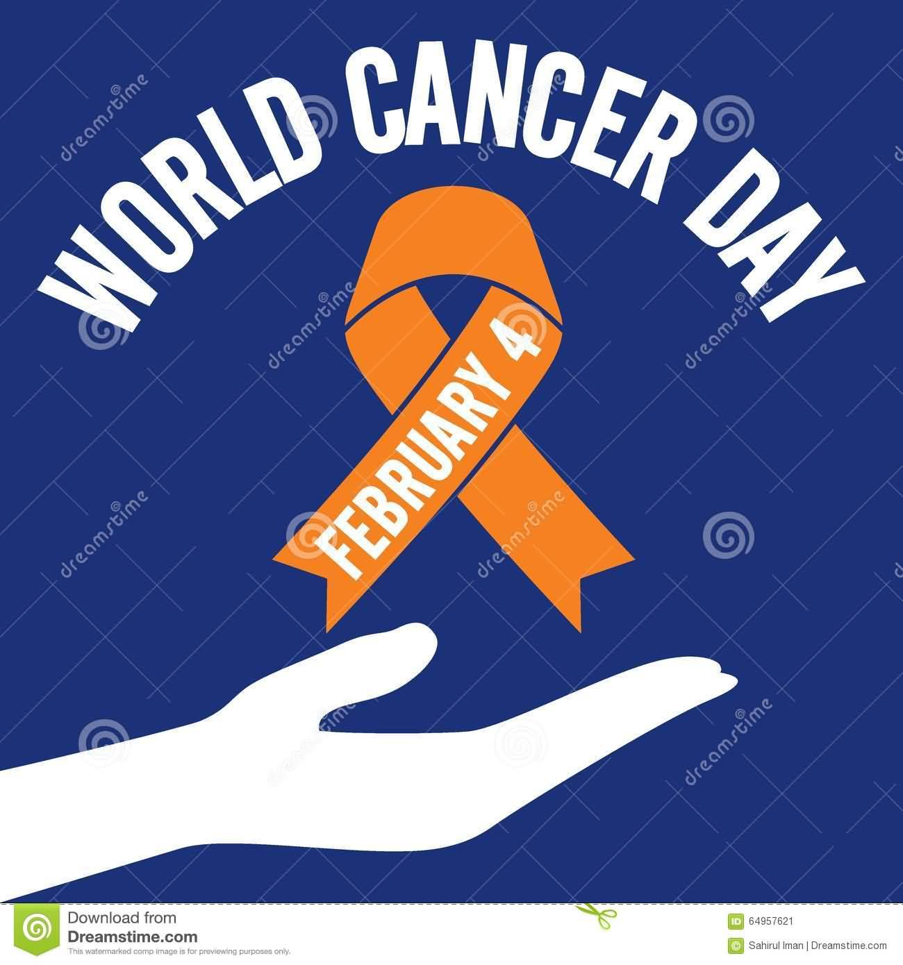 World Cancer Day February 4 Ribbon And Hand Illustration
