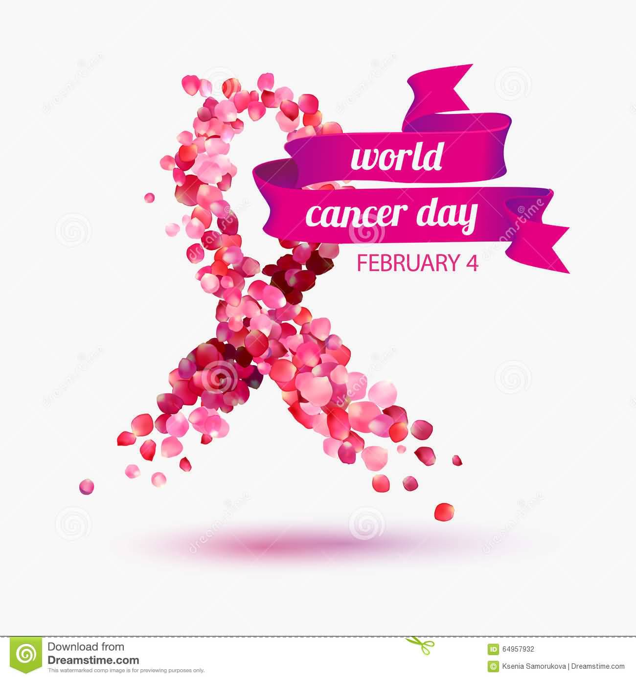World Cancer Day February 4 Rose Petals Ribbon Picture