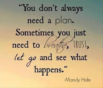 You don’t always need a plan. Sometimes you just need to breathe, trust, let go and see what happens. Mandy Hale