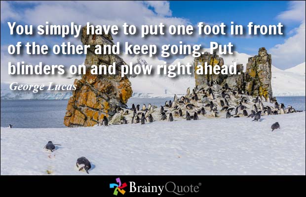 You simply have to put one foot in front of the other and keep going. Put blinders on and plow right ahead. George Lucas