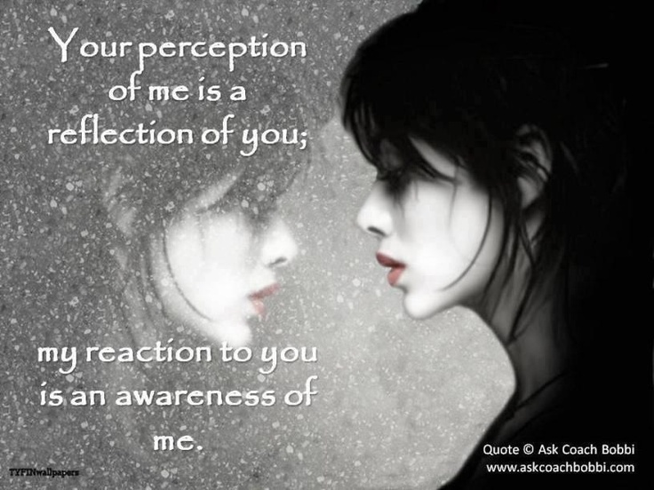 Your perception of me is a reflection of you; my reaction to you is an awareness of me