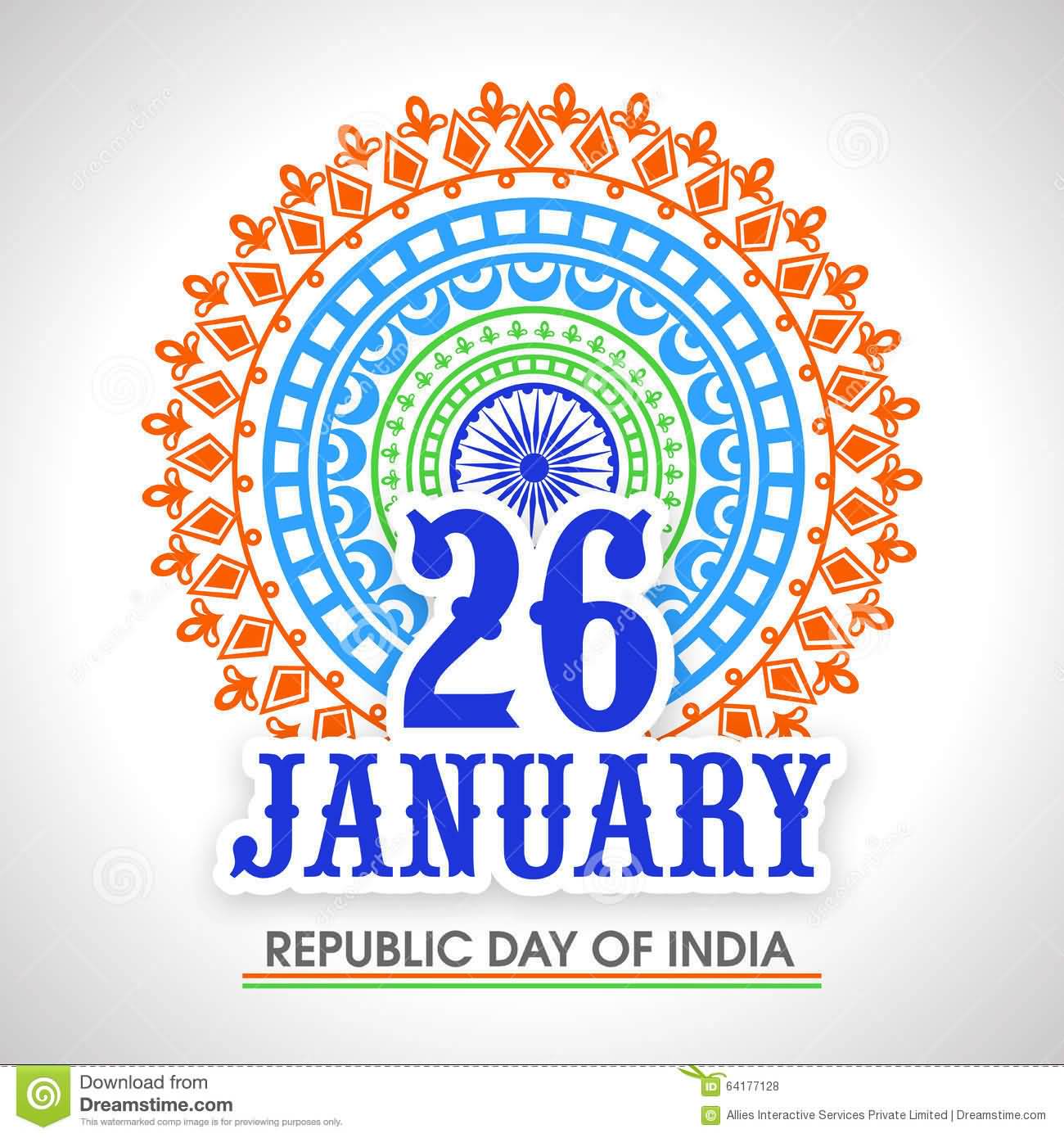 26 January Republic Day Of Indian Greeting Card