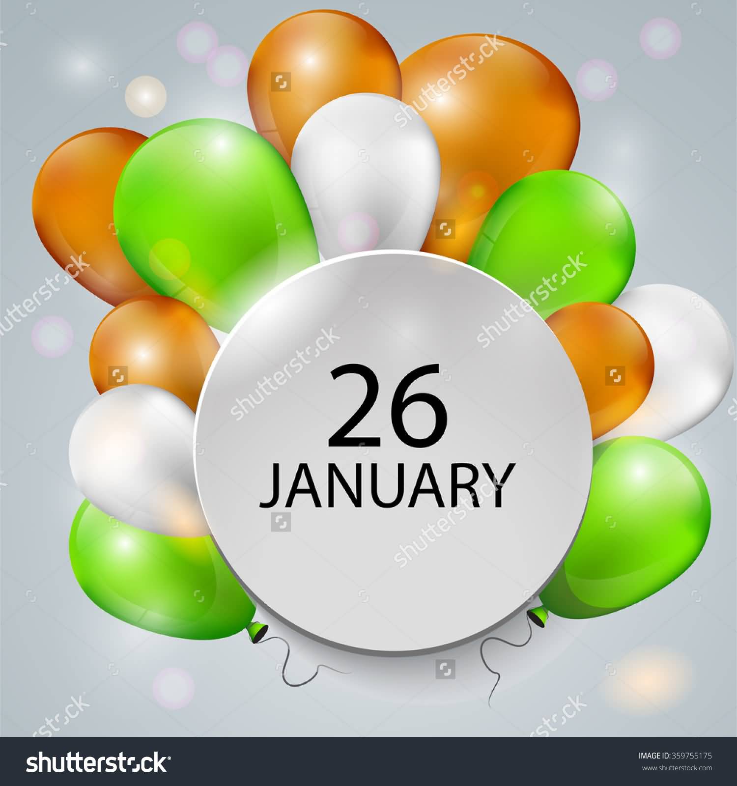 26 Janaury Republic Day Tri Color Balloons Greeting Card