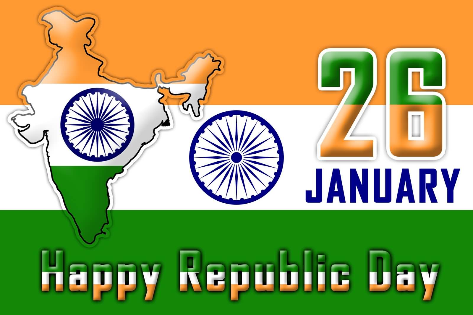 26 January Happy Republic Day India Map Picture