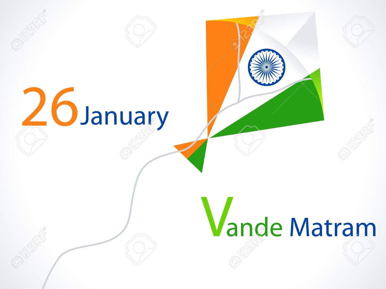 26 January Republic Day Vande Matram Tri Color Kite Greeting Card