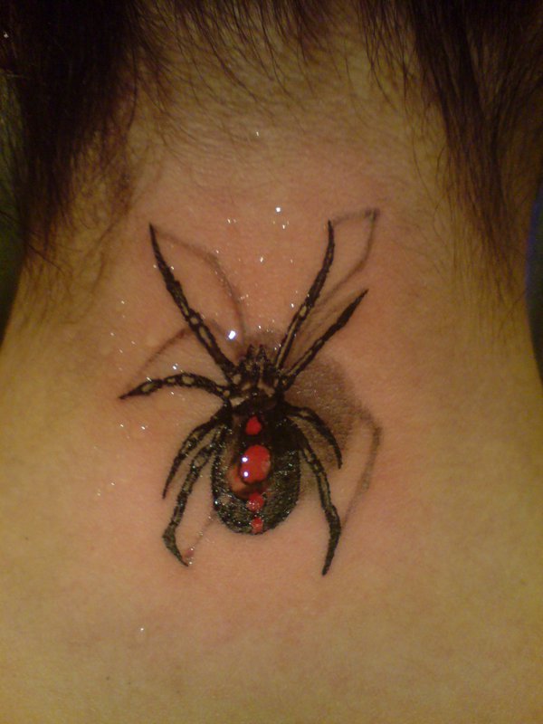 3D Spider Tattoo On Nape