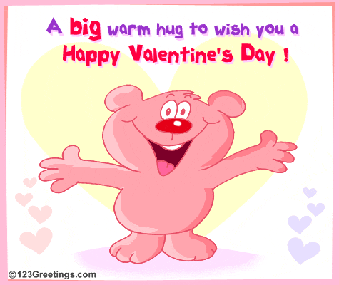 A Big Warm Hug To Wish You A Happy Valentine’s Day Animated Ecard