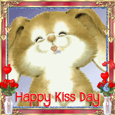 A Cyber Kiss Just For You Happy Kiss Day Animated Ecard