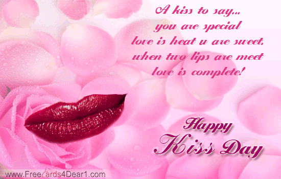 A Kiss To Say You Are Special Love Is Heat You Are Sweet. When Two Lips Are Meet Love Is Complete Happy Kiss Day Animated Ecard