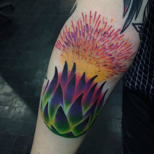 Abstract Flower Tattoo On Sleeve