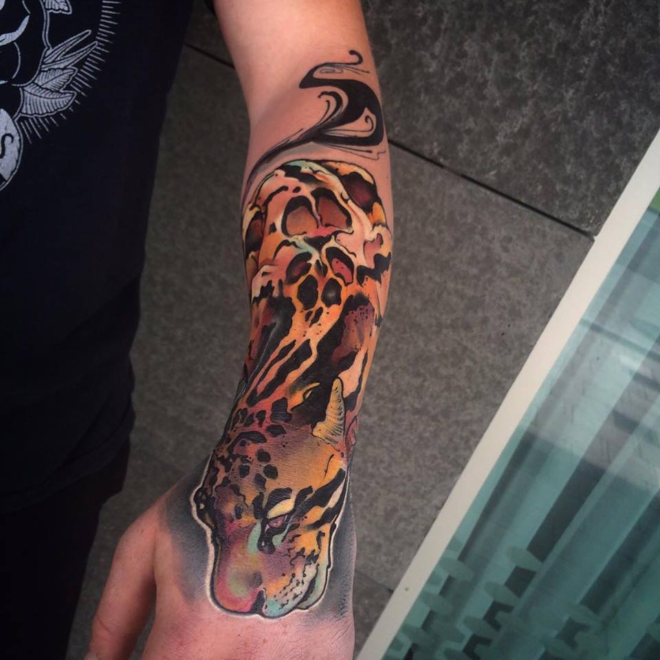 Abstract Panther Tattoo On Left Arm By Kubec