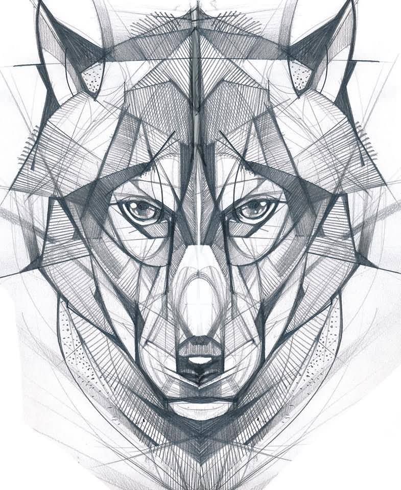 Abstract Wolf Head Tattoo Design By Jan Mraz