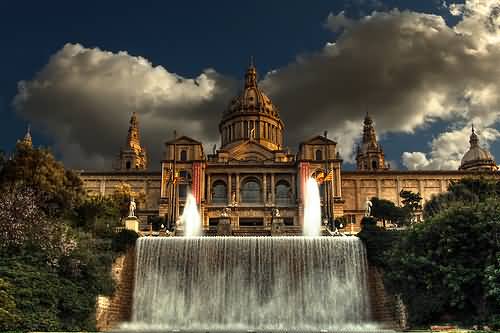 Adorable Front View Of The Palau Nacional In Barcelona