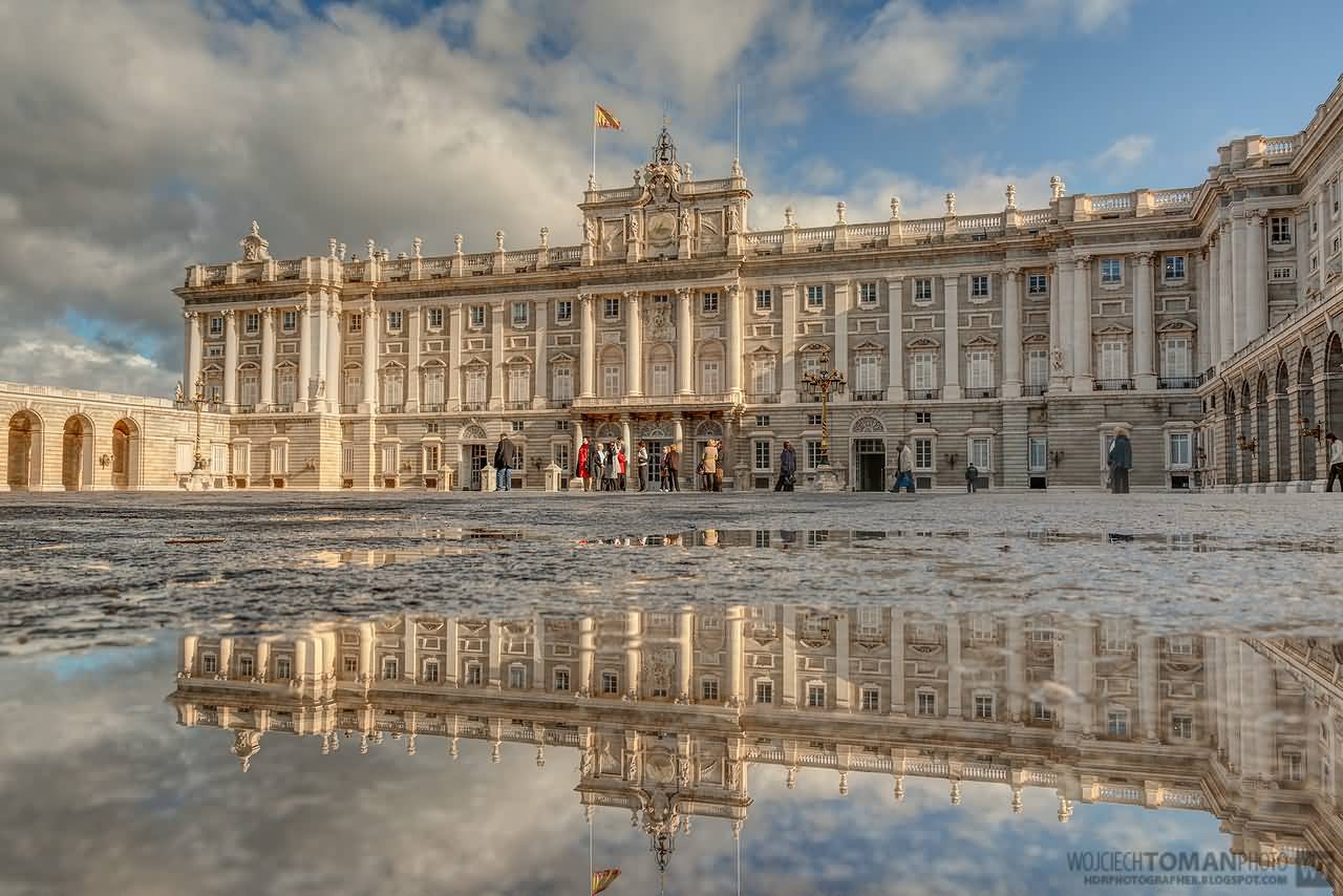 Adorable View Of The Royal Palace Of Madrid After Rain