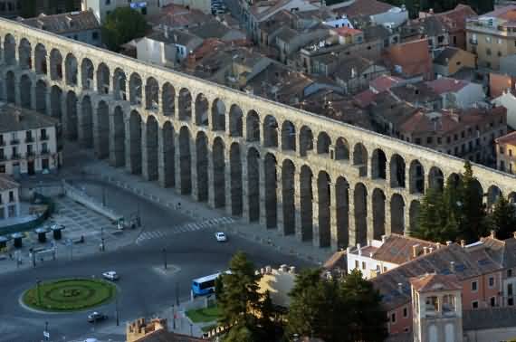 Aerial View Of The Aqueduct Of Segovia