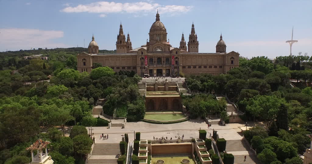 Aerial View Of The Palau Nacional In Barcelona