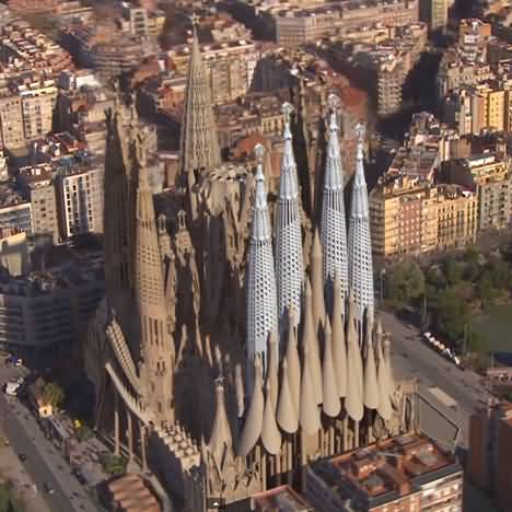 Aerial View Of The Sagrada Familia Cathedral