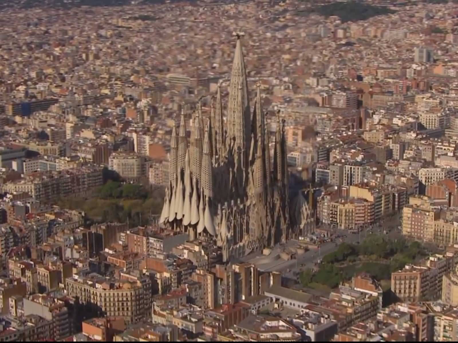 Aerial View Of The Sagrada Familia In Barcelona