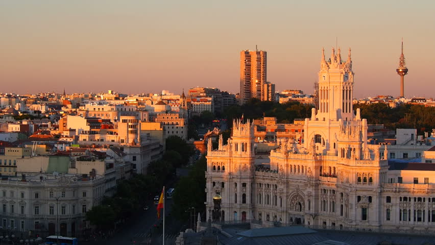Alcala Street And The Cybele Palace During Sunset