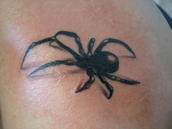 Amazing Black Ink Spider Tattoo Idea