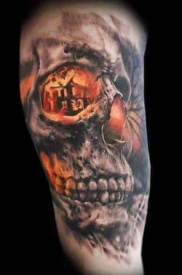 Amazing Skull Tattoo On Bicep