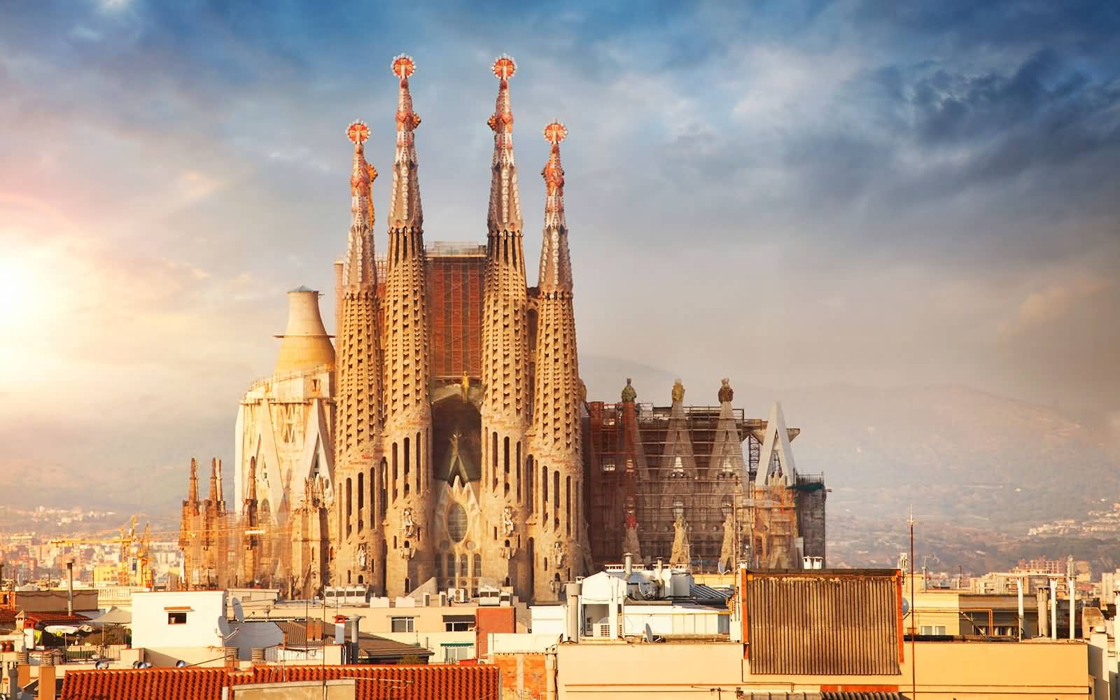Amazing View Of The Sagrada Familia In Barcelona, Spain