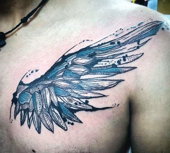 Angel Wings Tattoo On Front Shoulder