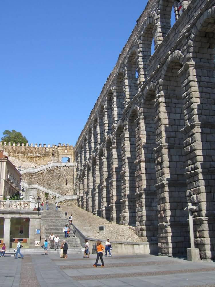 Angled View Of Arcades Of Aqueduct Of Segovia