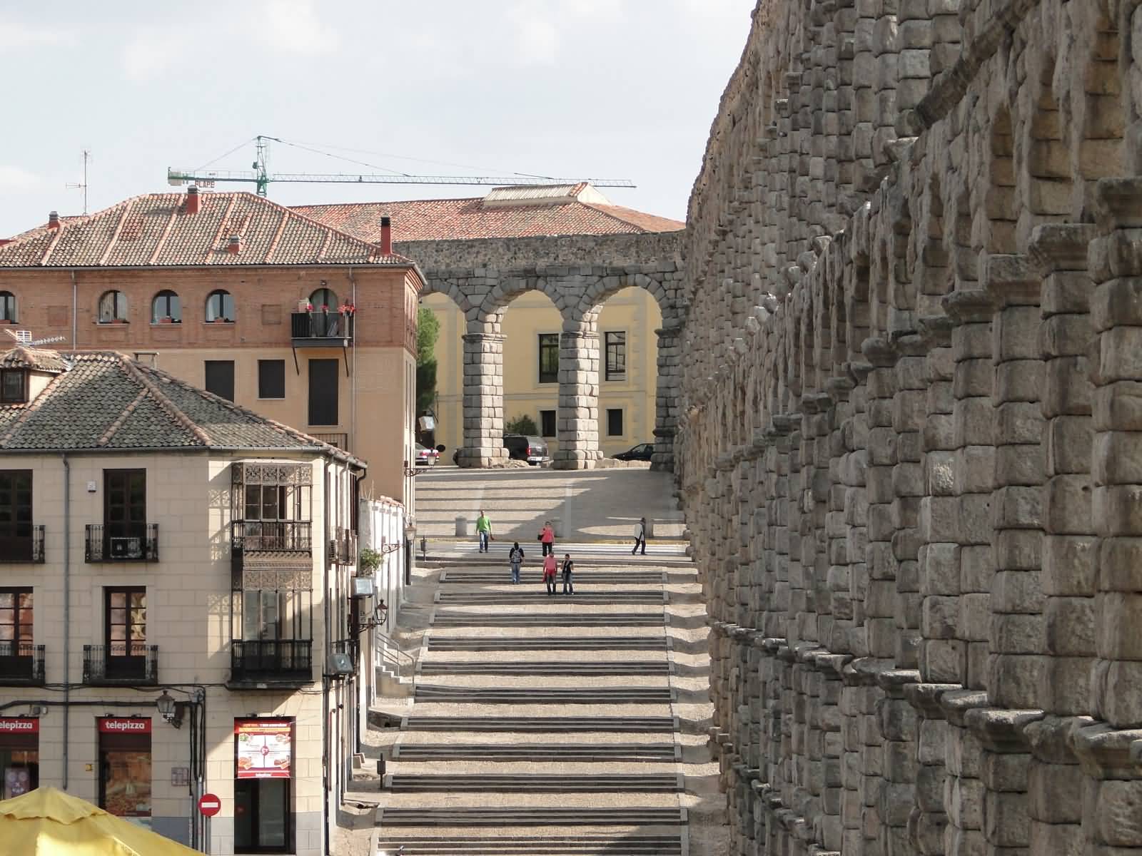 Aqueduct Of Segovia And Stairs