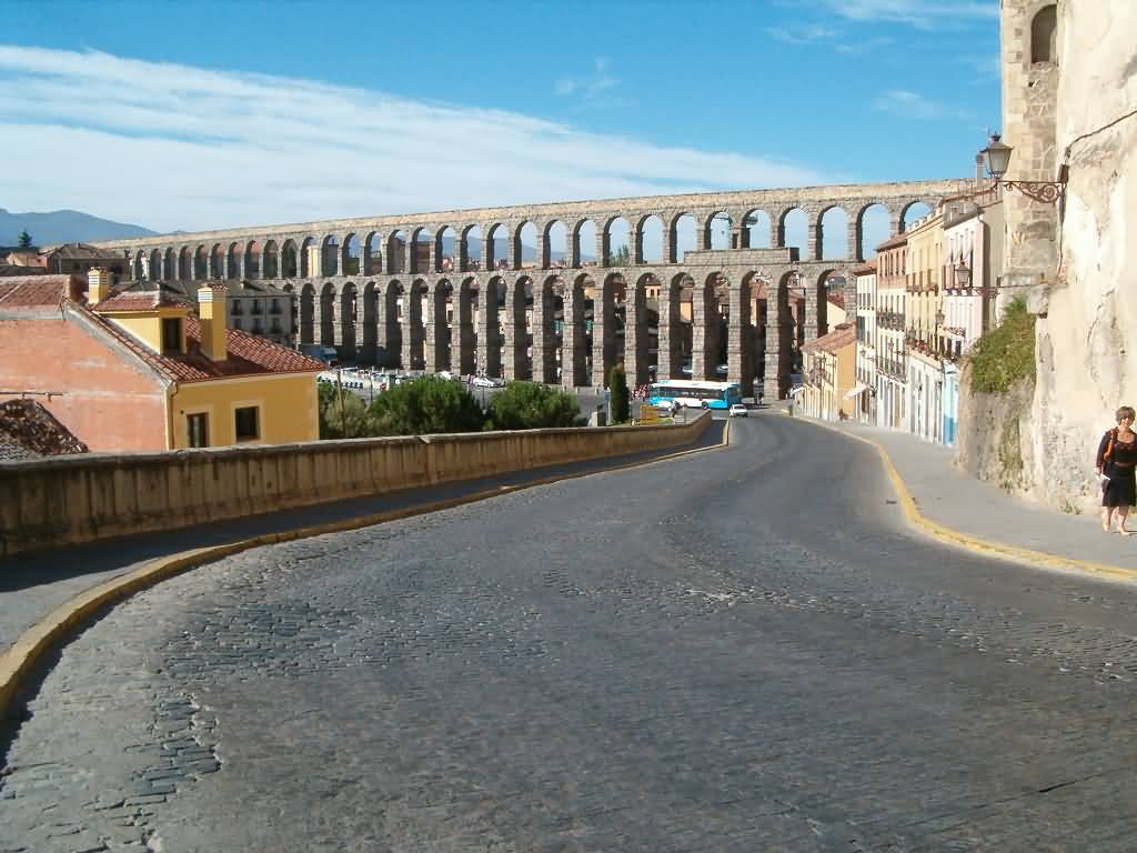 Aqueduct Of Segovia View From The Road