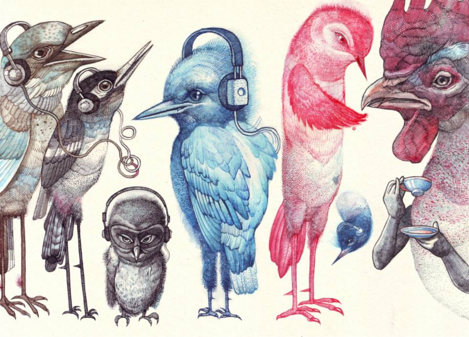 Attractive Birds Tattoo Design By Jan Mraz