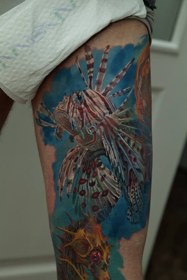 Attractive Fish Tattoo Design For Half Sleeve By Dmitriy Samohin