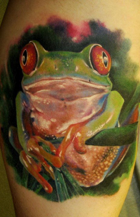 Awesome Frog Tattoo Design By Dmitriy Samohin