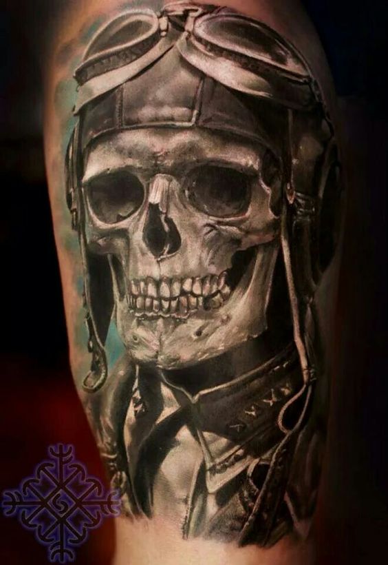 Awesome Grey Ink Skull Tattoo