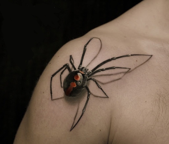 Awesome Spider Tattoo On Shoulder