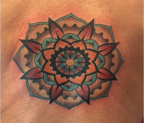 Awesome Traditional Flower Tattoo Design For Upper Back By Erick Erickson