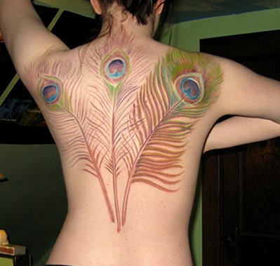 Back Body Peacock Feather Tattoos